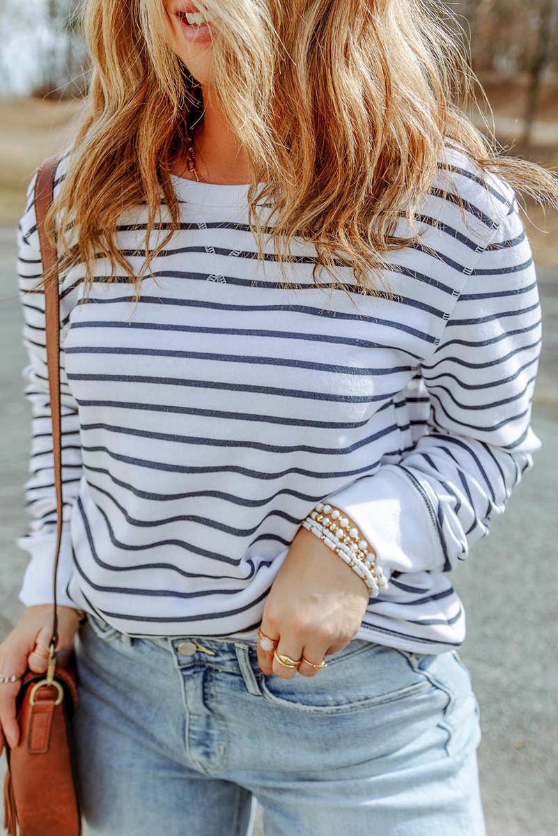 Stripe Printed Long Sleeve Top