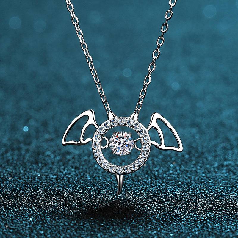 Cut Out Devil-Shaped Moissanite Pendant Necklace