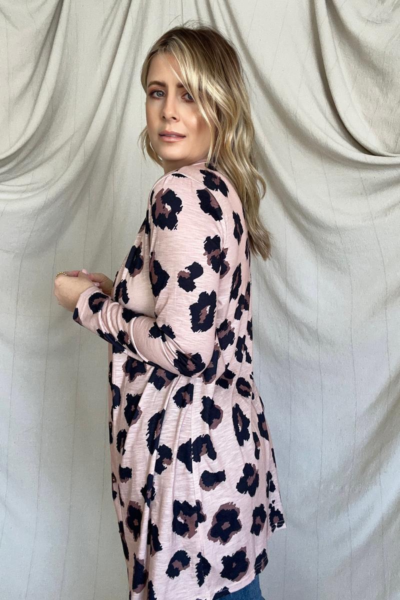 Leopard Printed Open Front Cardigan