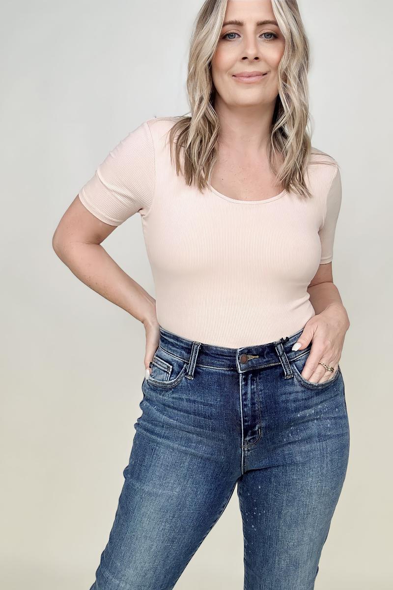 Judy Blue "Skyline" High Rise Bleach Splash Boyfriend Jeans
