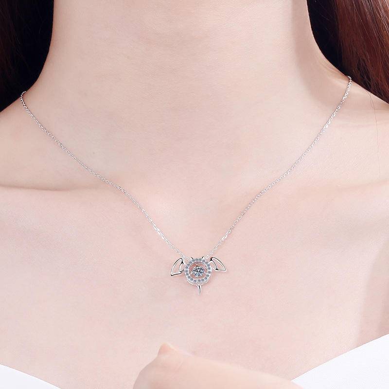Cut Out Devil-Shaped Moissanite Pendant Necklace