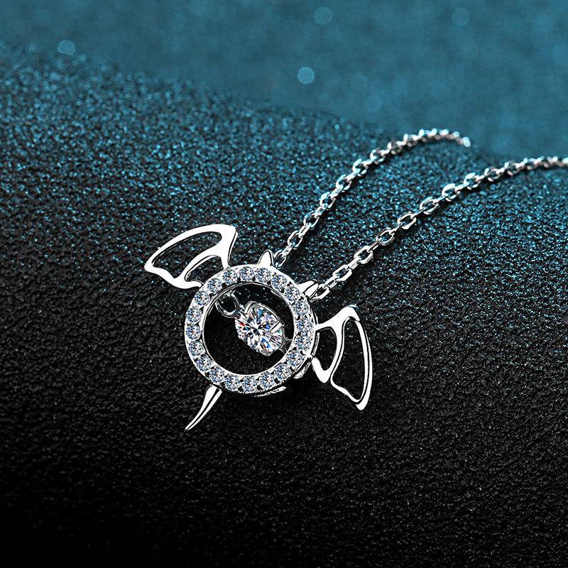 Cut Out Devil-Shaped Moissanite Pendant Necklace
