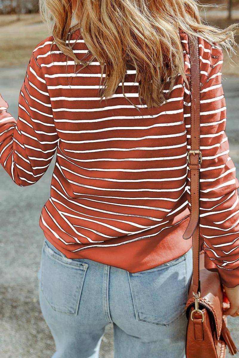 Stripe Printed Long Sleeve Top