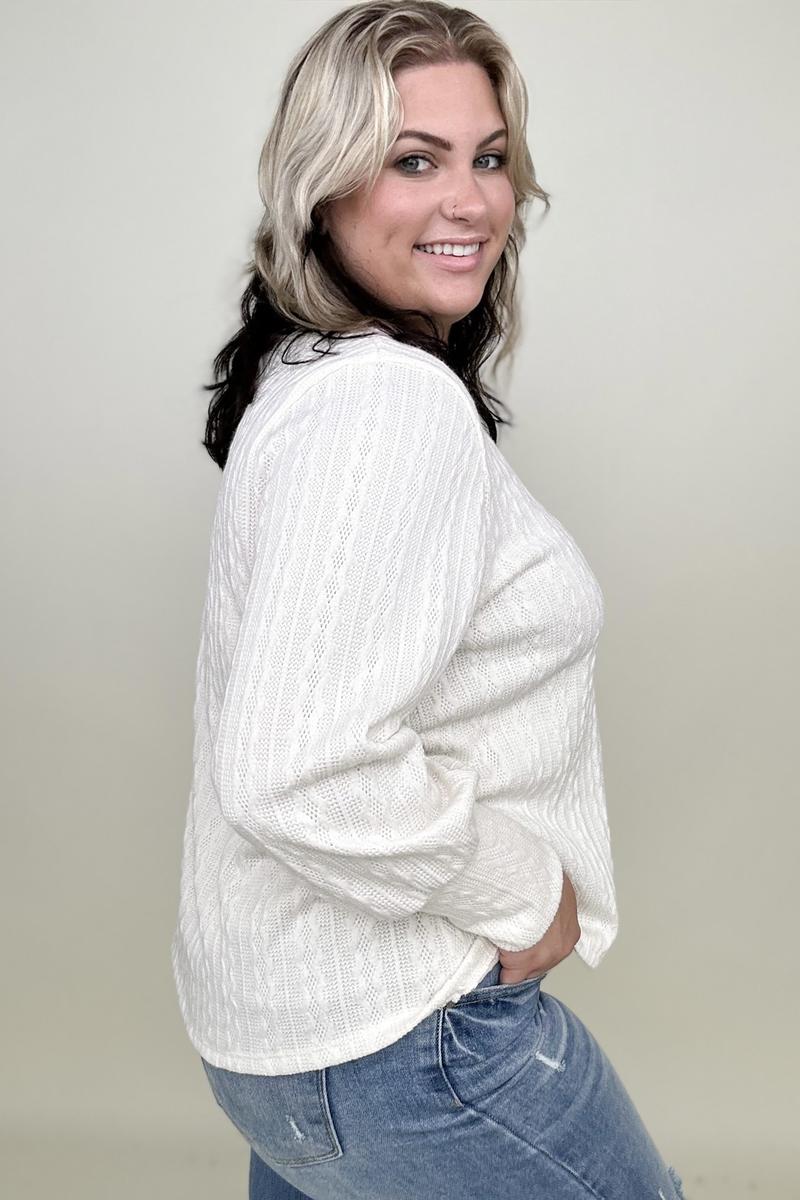 Hayden Long Sleeve Cable Knit Top