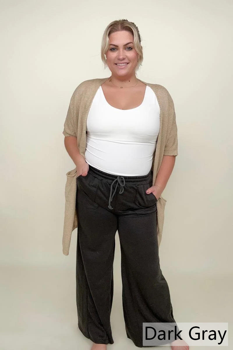 Mineral Washed Drawstring Retro Wide Leg Pants