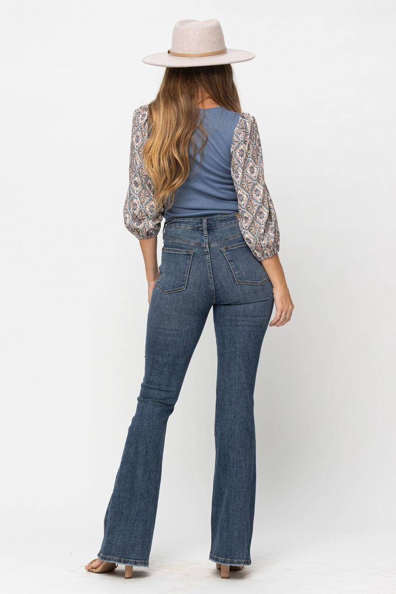 Judy Blue High Waist Tall Knee Destroy Flare Jeans